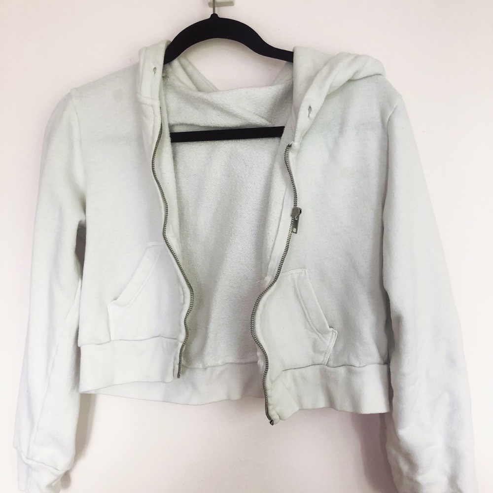 Brandy Melville White Zip Up